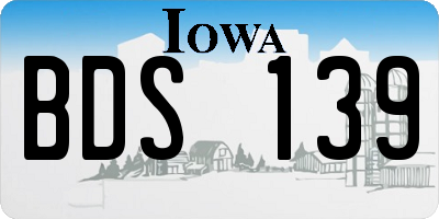 IA license plate BDS139