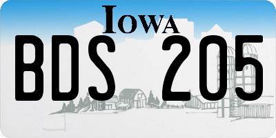 IA license plate BDS205