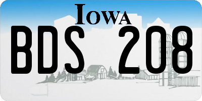 IA license plate BDS208