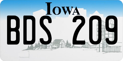 IA license plate BDS209