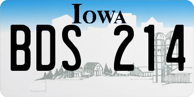IA license plate BDS214