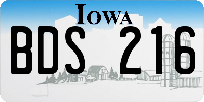 IA license plate BDS216
