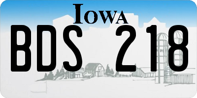 IA license plate BDS218