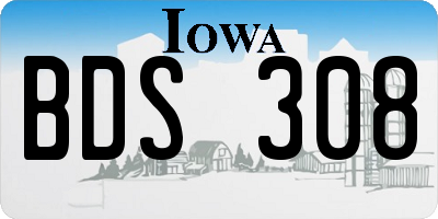 IA license plate BDS308
