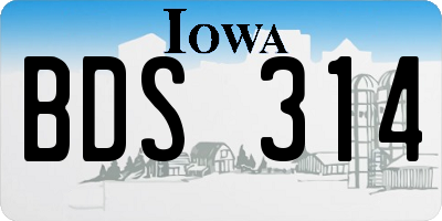 IA license plate BDS314