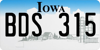 IA license plate BDS315