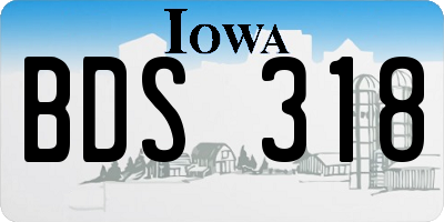 IA license plate BDS318