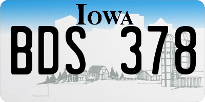 IA license plate BDS378