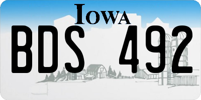 IA license plate BDS492