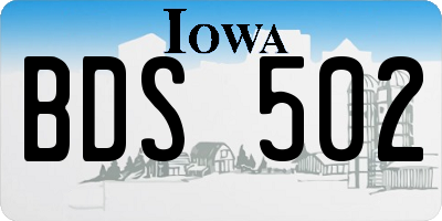 IA license plate BDS502