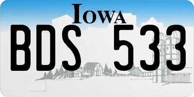 IA license plate BDS533