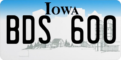 IA license plate BDS600