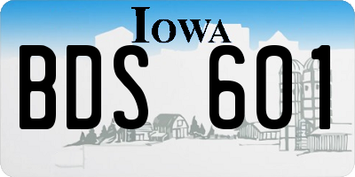 IA license plate BDS601
