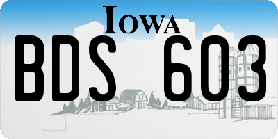 IA license plate BDS603