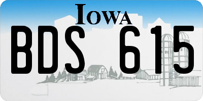 IA license plate BDS615