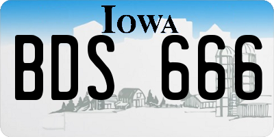 IA license plate BDS666
