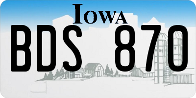IA license plate BDS870