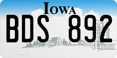 IA license plate BDS892