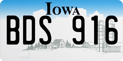 IA license plate BDS916