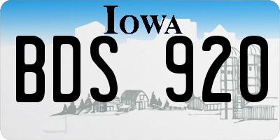 IA license plate BDS920