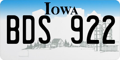 IA license plate BDS922