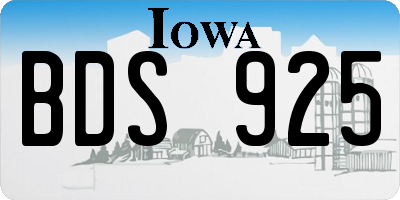 IA license plate BDS925