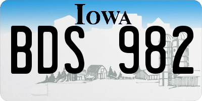 IA license plate BDS982