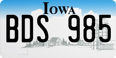 IA license plate BDS985