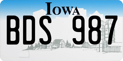 IA license plate BDS987
