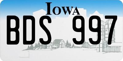 IA license plate BDS997