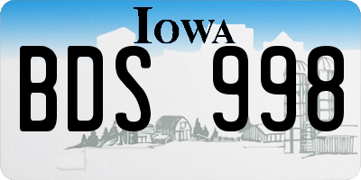 IA license plate BDS998