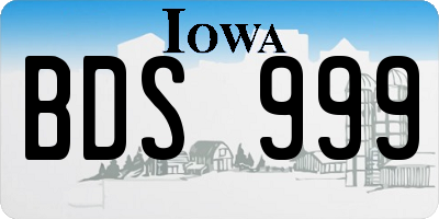 IA license plate BDS999