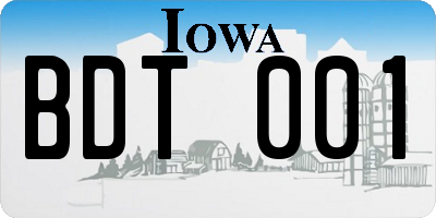 IA license plate BDT001
