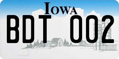IA license plate BDT002
