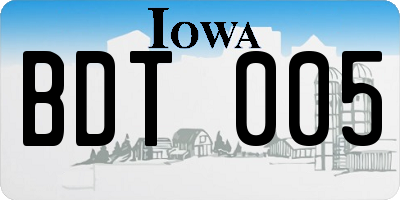 IA license plate BDT005
