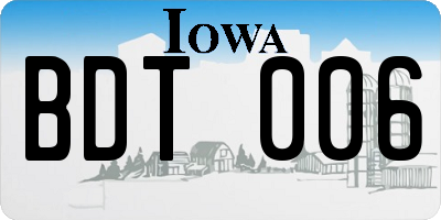 IA license plate BDT006