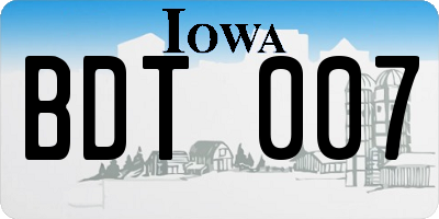 IA license plate BDT007