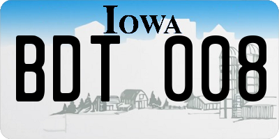 IA license plate BDT008
