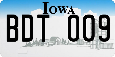 IA license plate BDT009