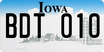 IA license plate BDT010