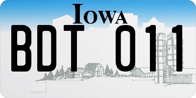 IA license plate BDT011