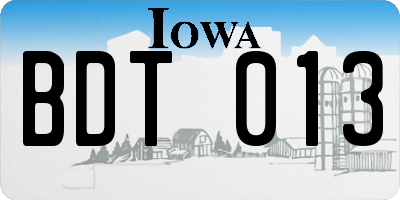 IA license plate BDT013