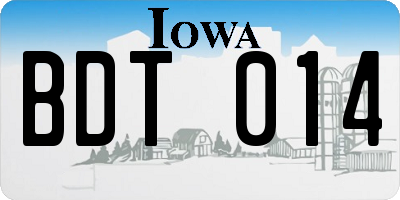 IA license plate BDT014