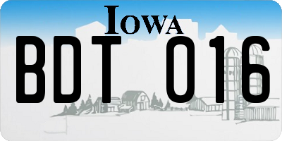 IA license plate BDT016