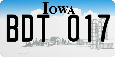 IA license plate BDT017