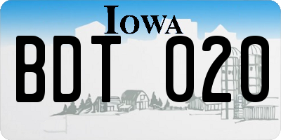 IA license plate BDT020