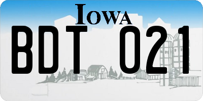 IA license plate BDT021