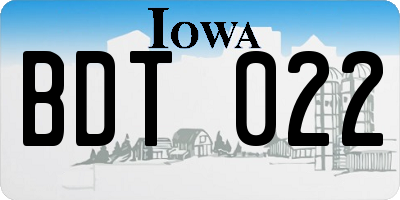 IA license plate BDT022