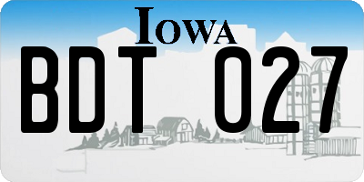 IA license plate BDT027