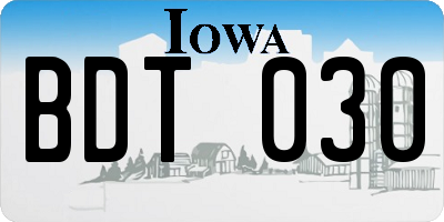 IA license plate BDT030